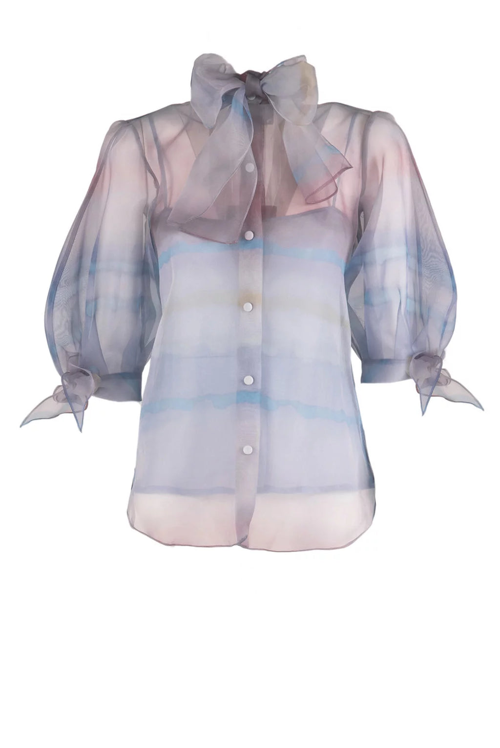 Color Melt Organza Tie Blouse