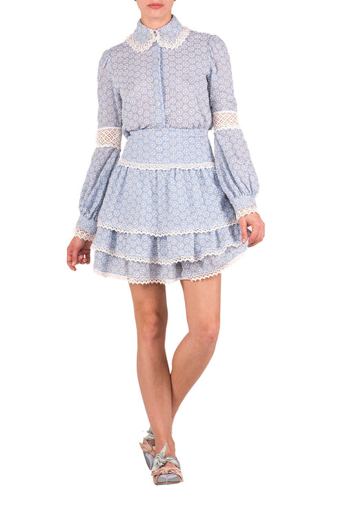 Cotton Eyelet Blouse With Laces