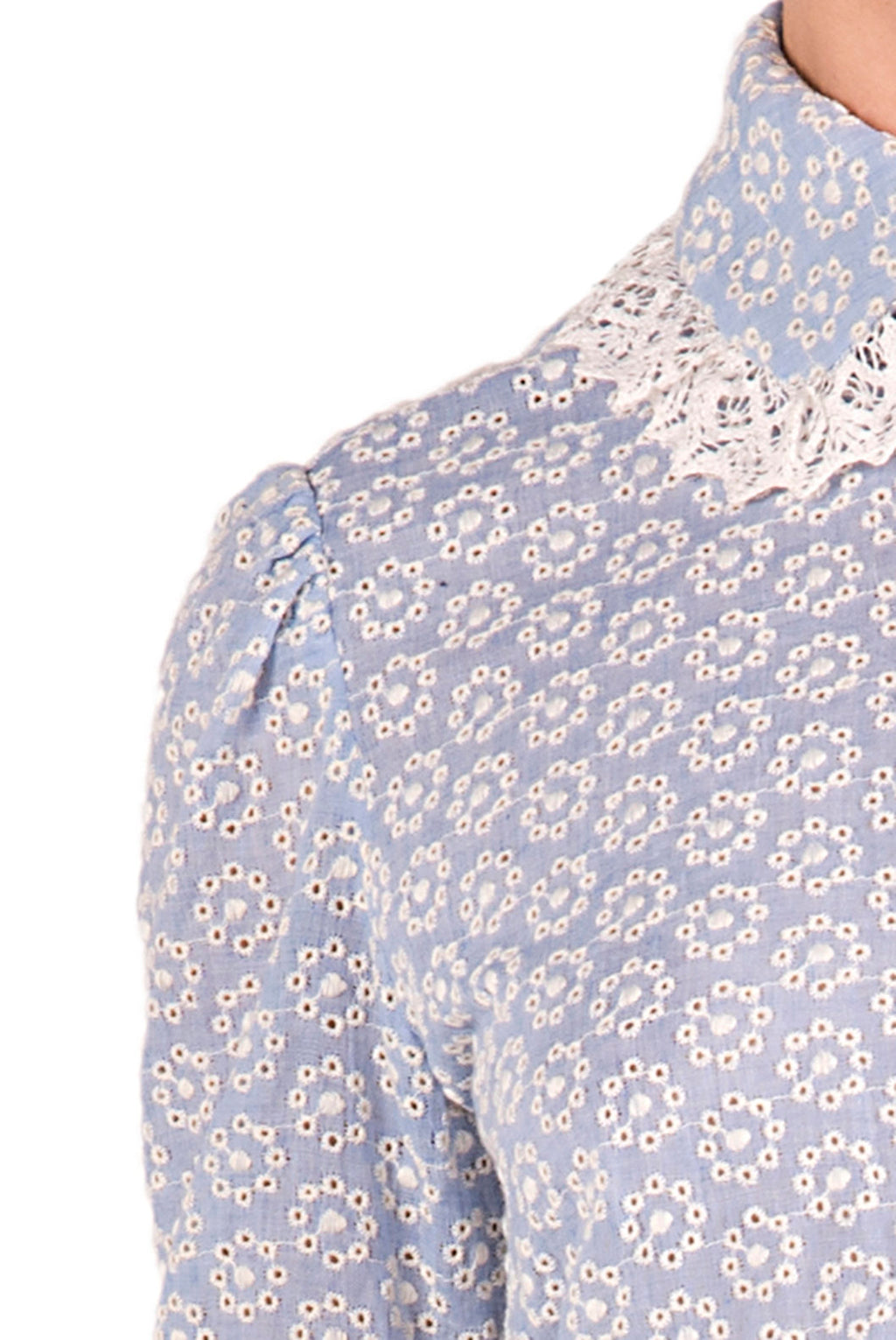 Cotton Eyelet Blouse With Laces