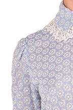 Cotton Eyelet Blouse With Laces