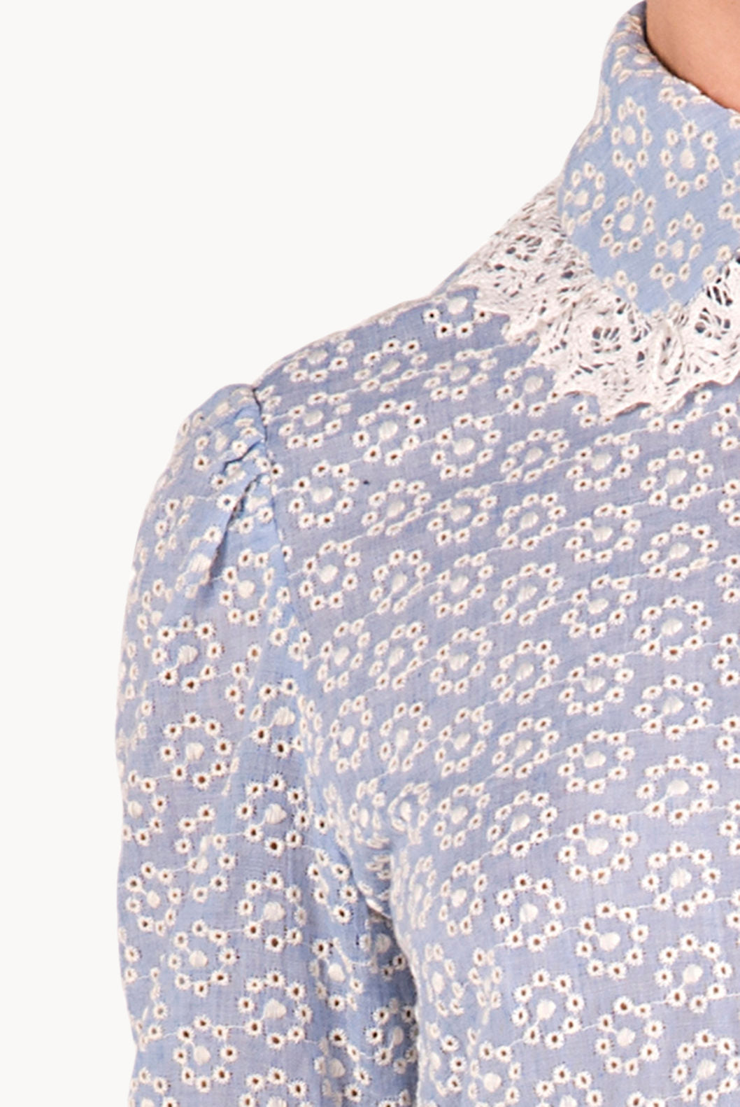 Cotton Eyelet Blouse With Laces