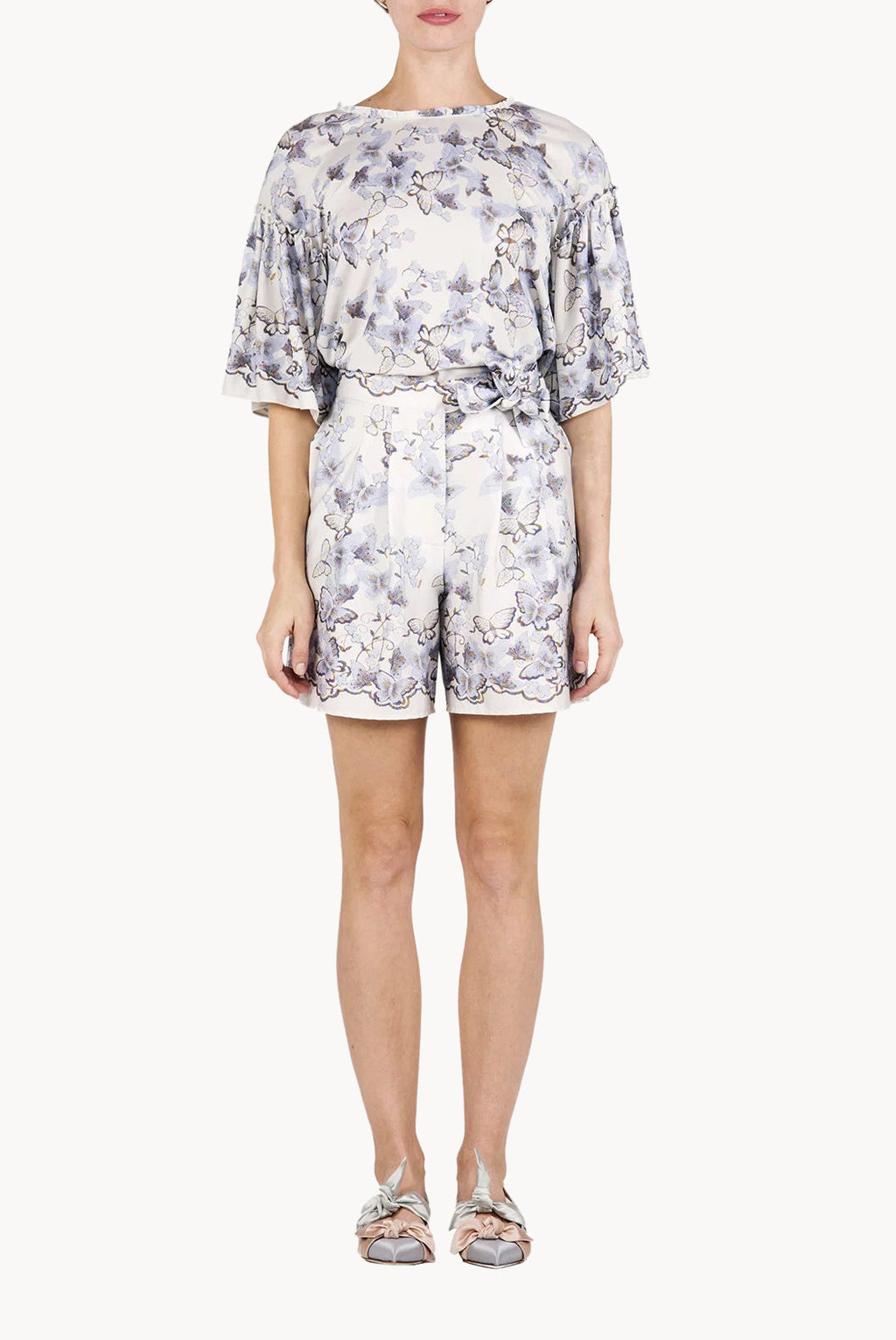 Butterfly Poplin Printed Shorts