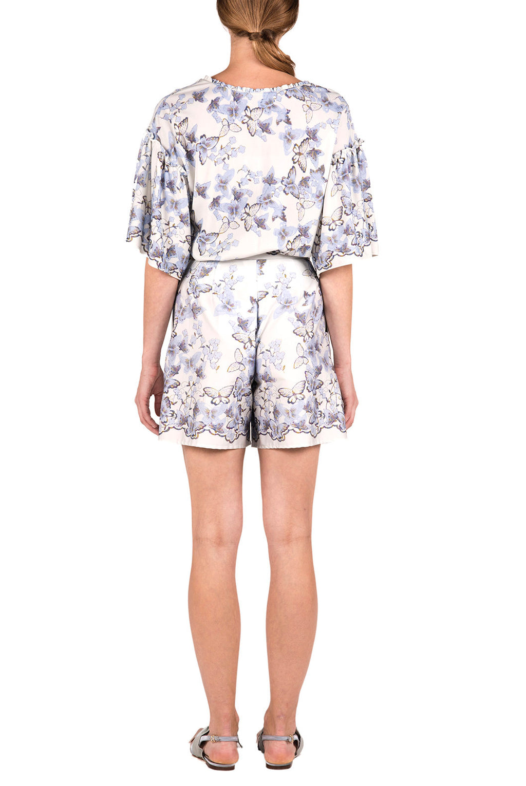 Shorts in popeline stampati con farfalle