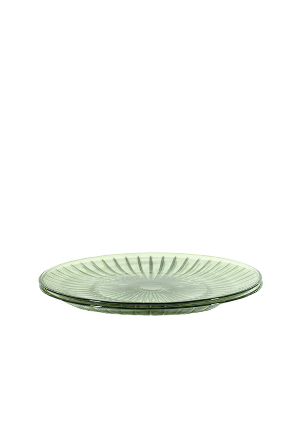 Set di Due Piatti in Vetro Verde