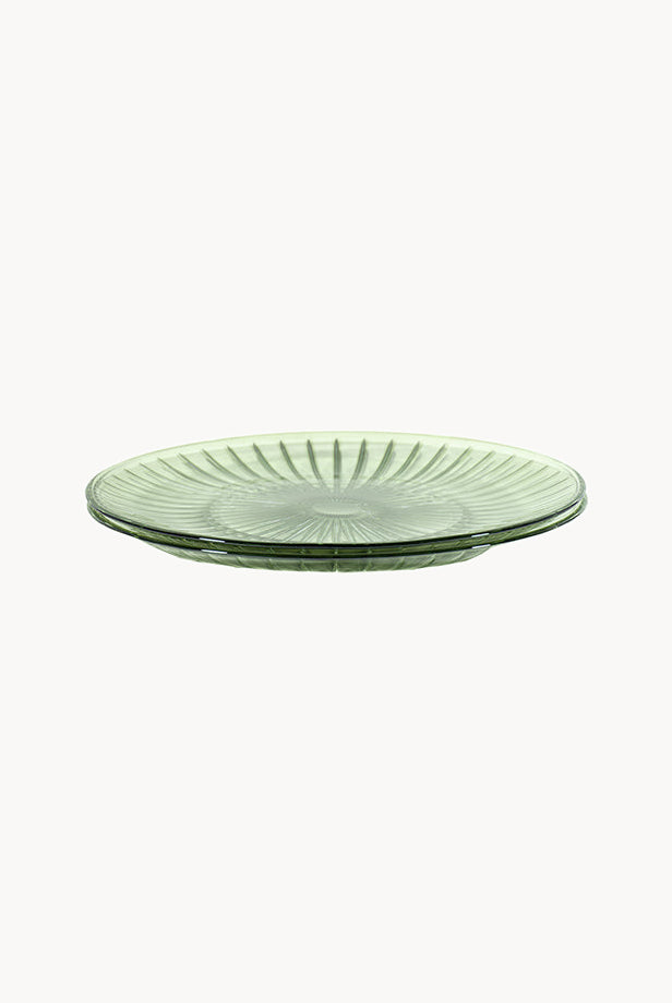 Set di Due Piatti in Vetro Verde