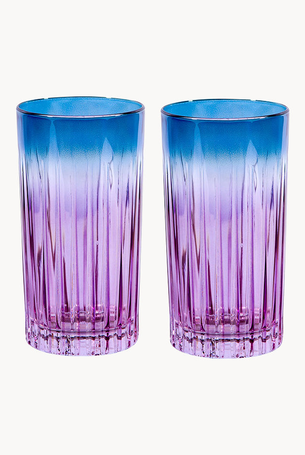 Set di due bicchieri tumbler grandi sfumatura viola a blu