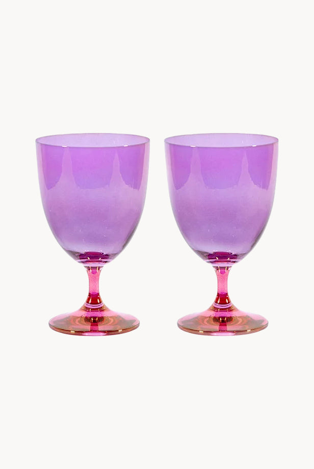 Set di Due Bicchieri d'Acqua da Rosa a Viola