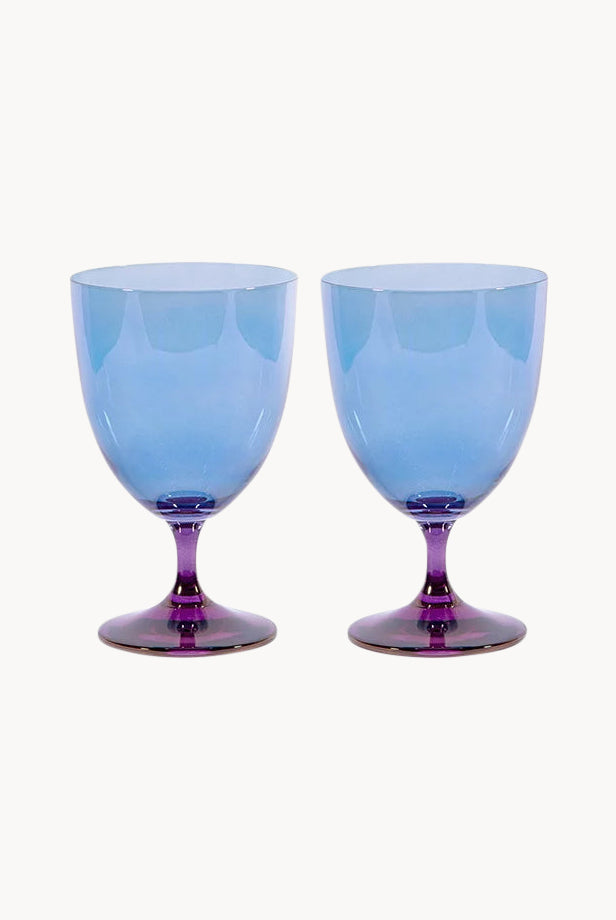 Set di due bicchieri per acqua sfumatura viola a blu