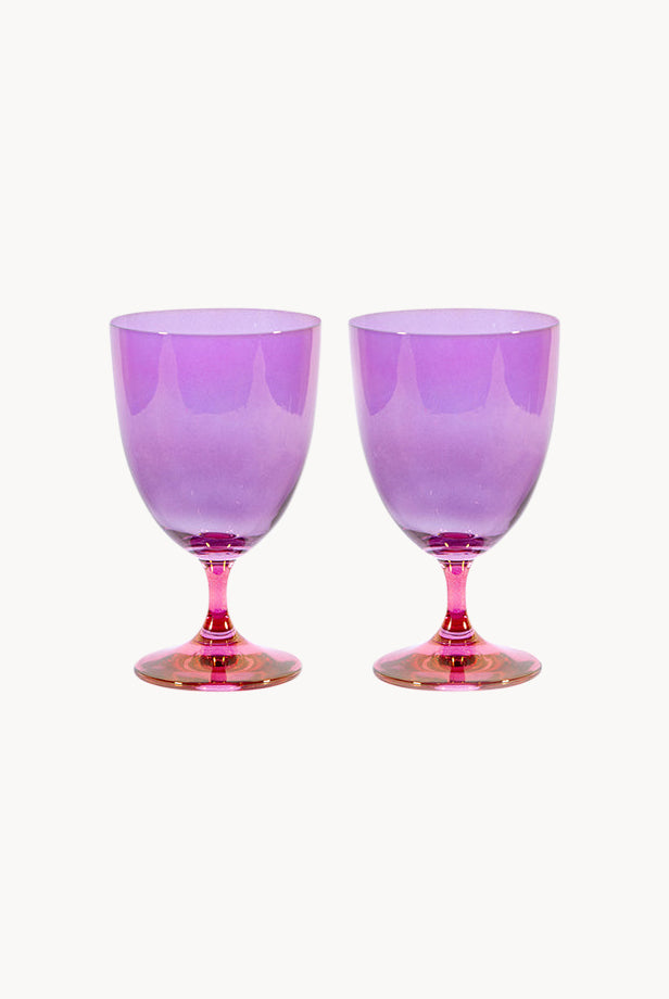Set di Due Bicchieri da Vino da Rosa a Viola
