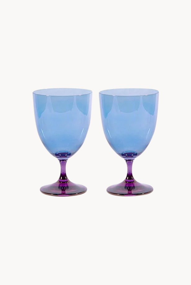 Set di due bicchieri da vino sfumatura viola a blu