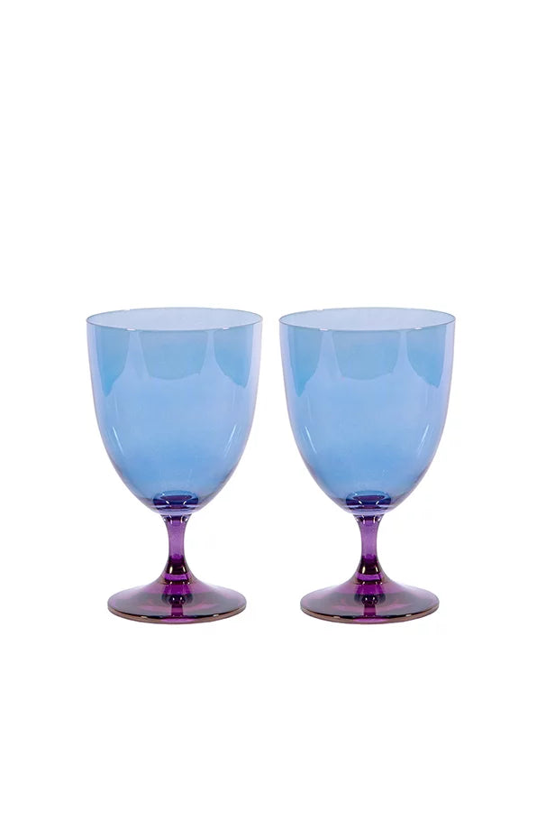 Set di due bicchieri da vino sfumatura viola a blu
