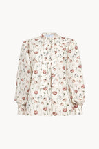 Cotton blouse with printed roses