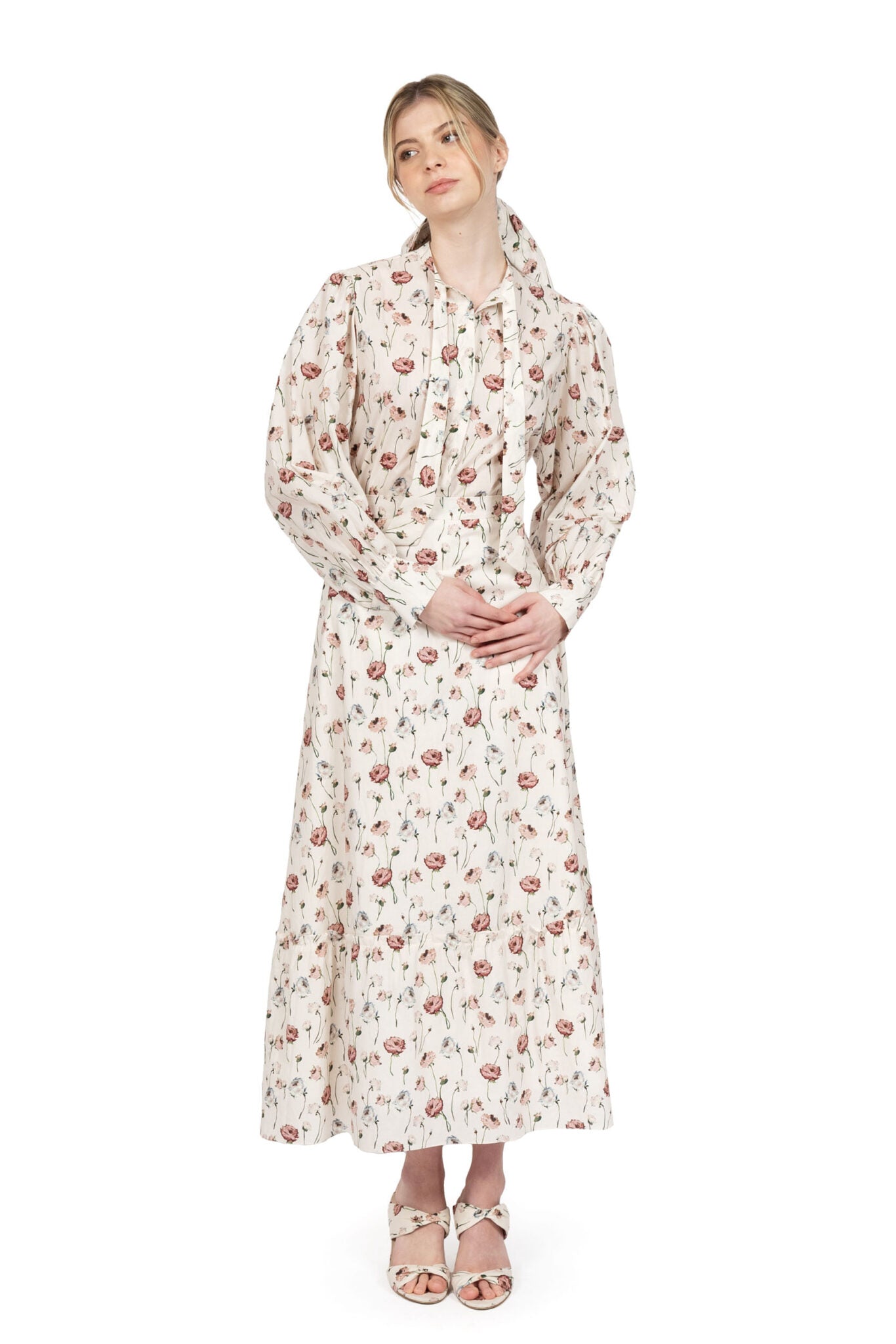 Blusa di cotone con stampa di rose