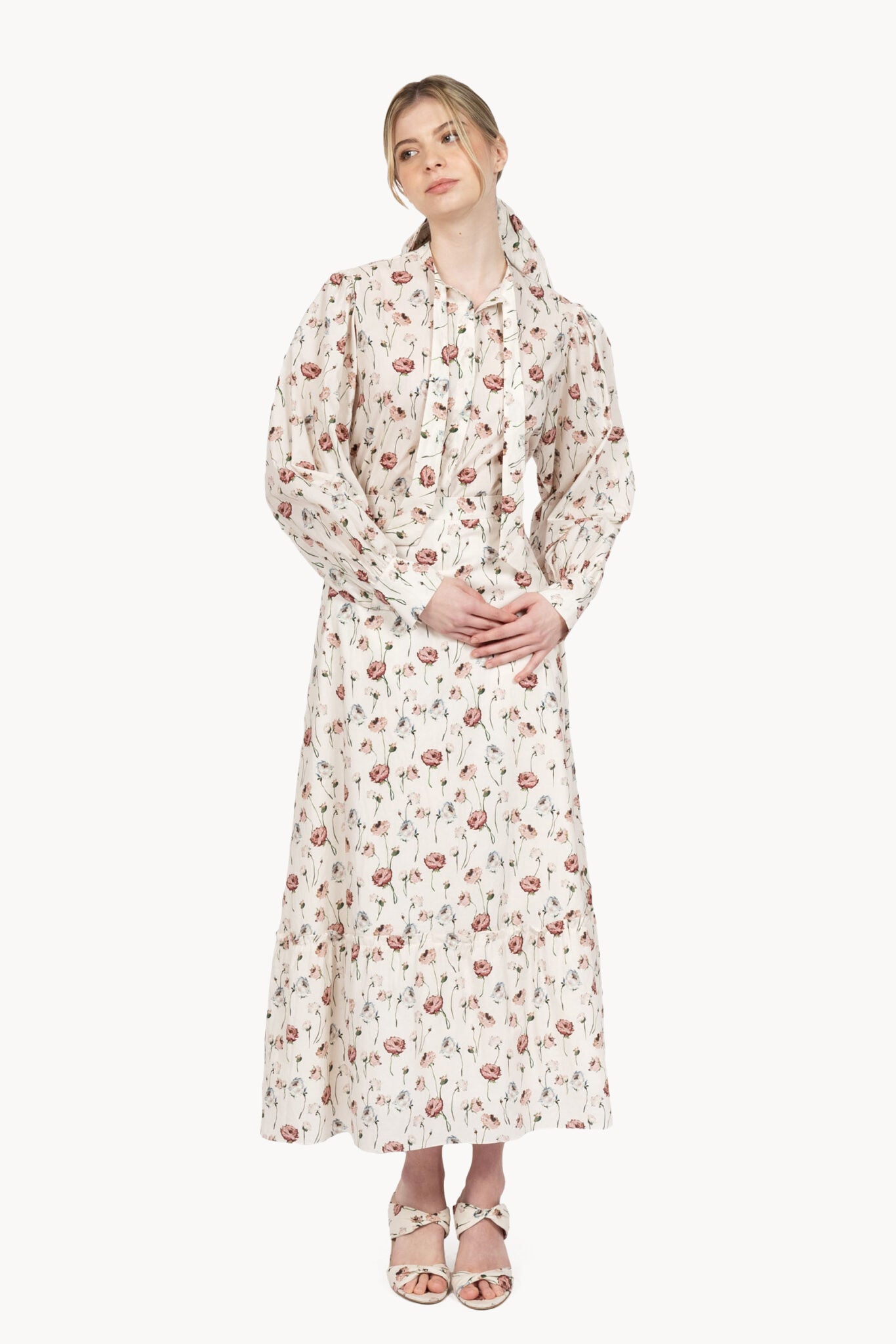 Blusa di cotone con stampa di rose