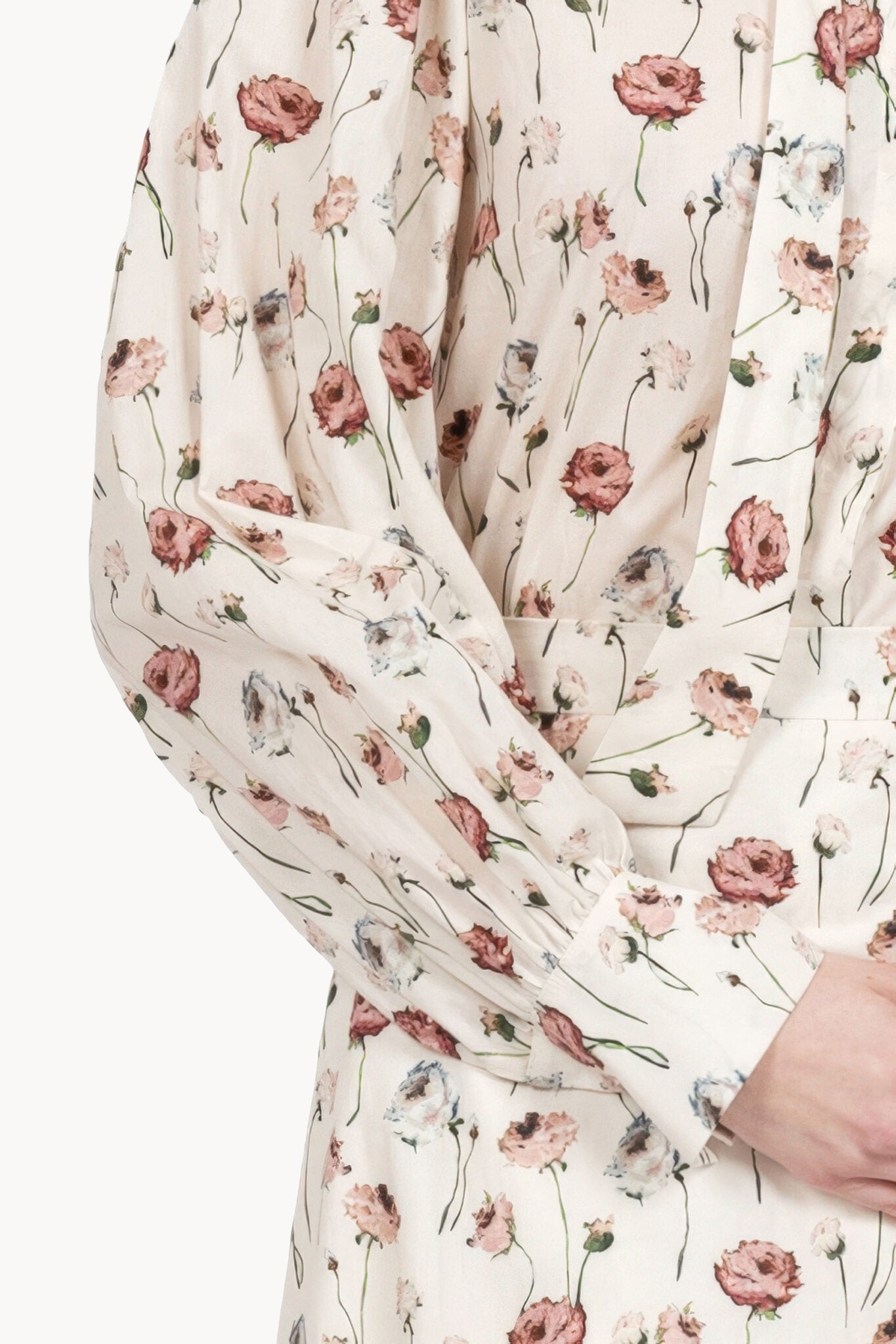 Cotton blouse with printed roses