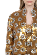 Giacca con paillettes a margherina bronzo