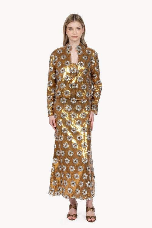 Giacca con paillettes a margherina bronzo