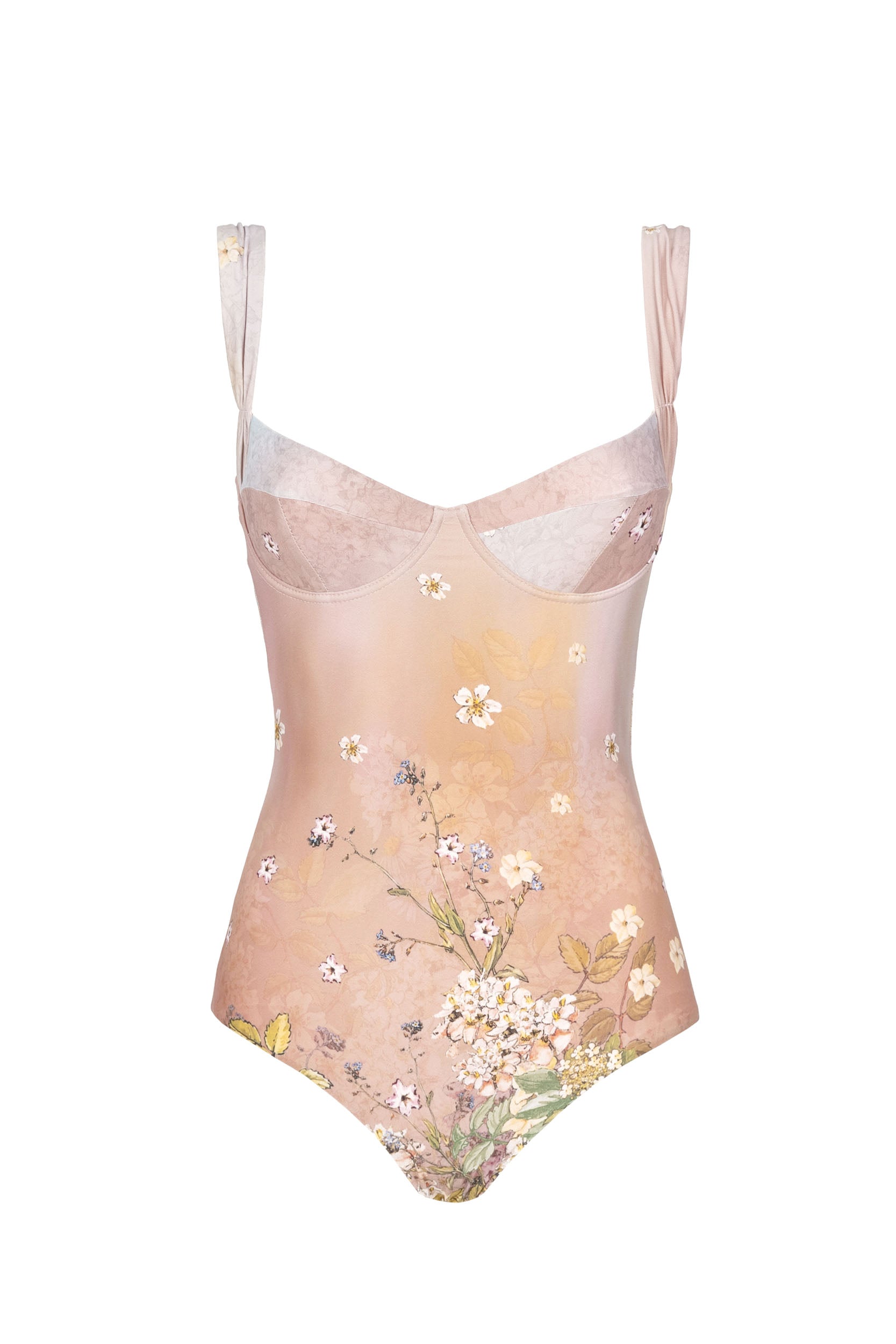 Costume intero balconette rosa
