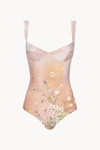 Costume intero balconette rosa