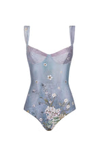 Costume intero balconette floreale azzurro chiaro