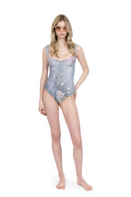 Costume intero balconette floreale azzurro chiaro