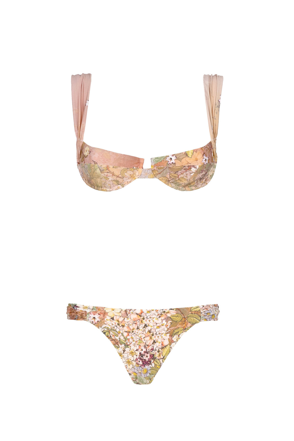 Set bikini balconette rosa floreale