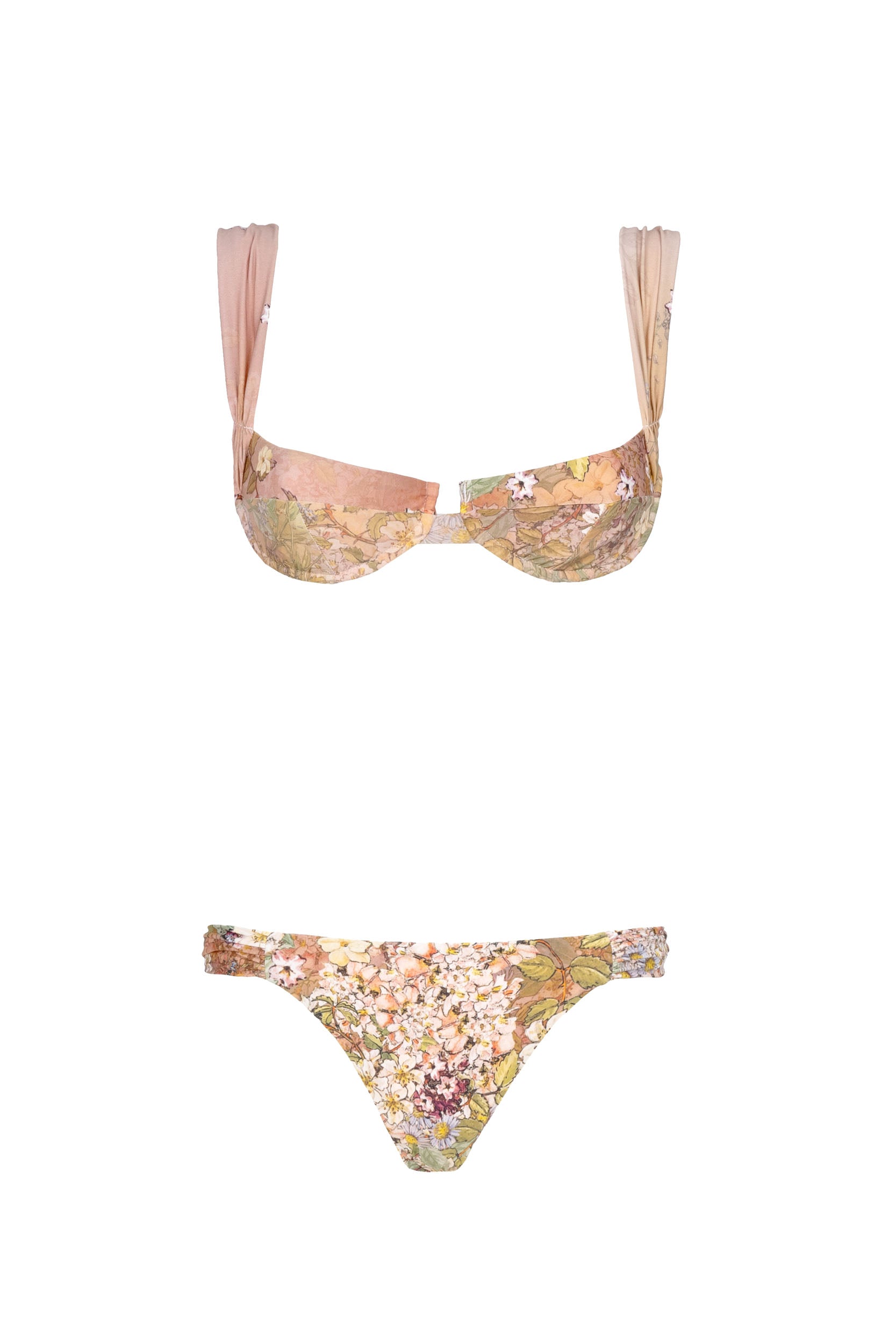 Set bikini balconette rosa floreale