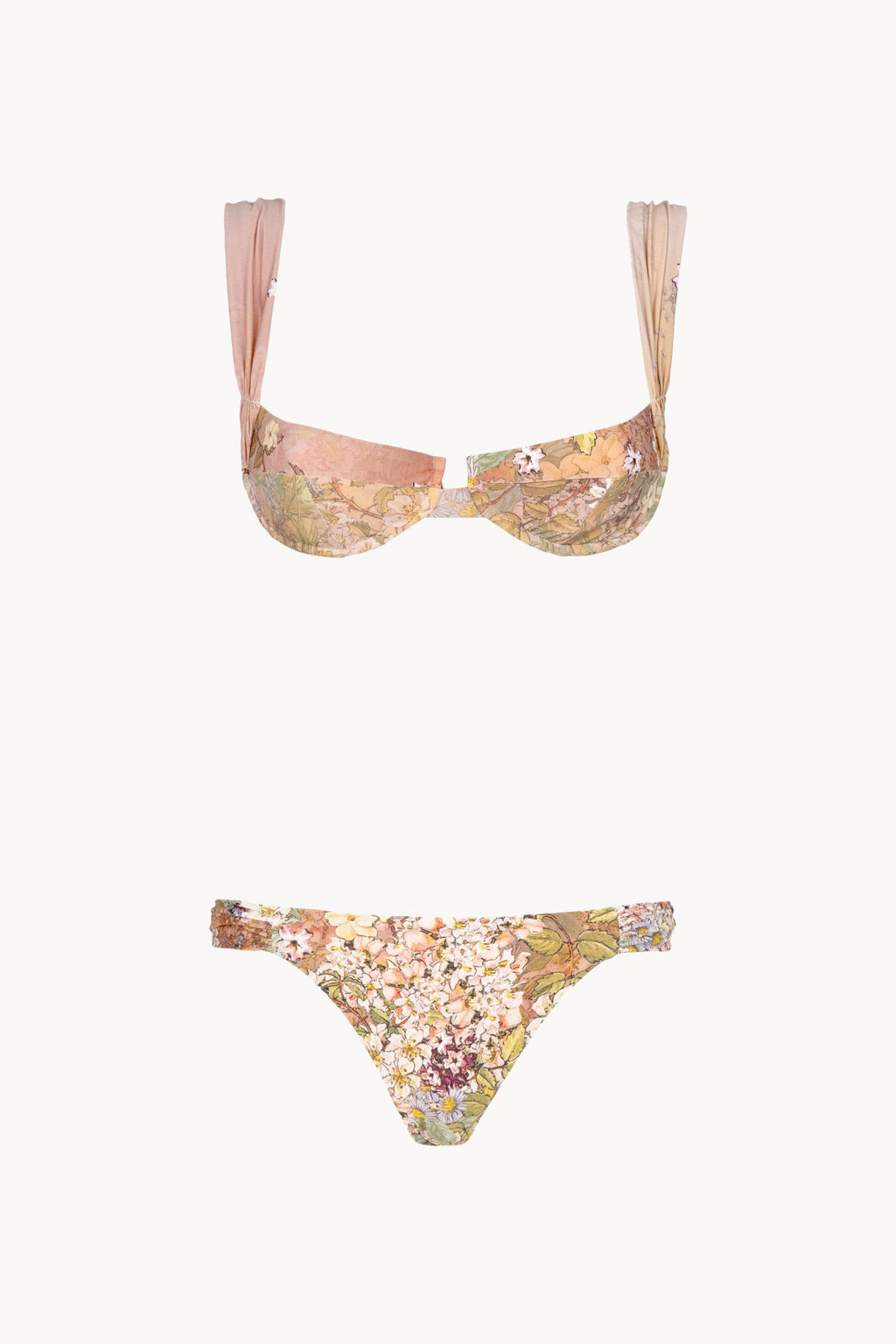 Set bikini balconette rosa floreale