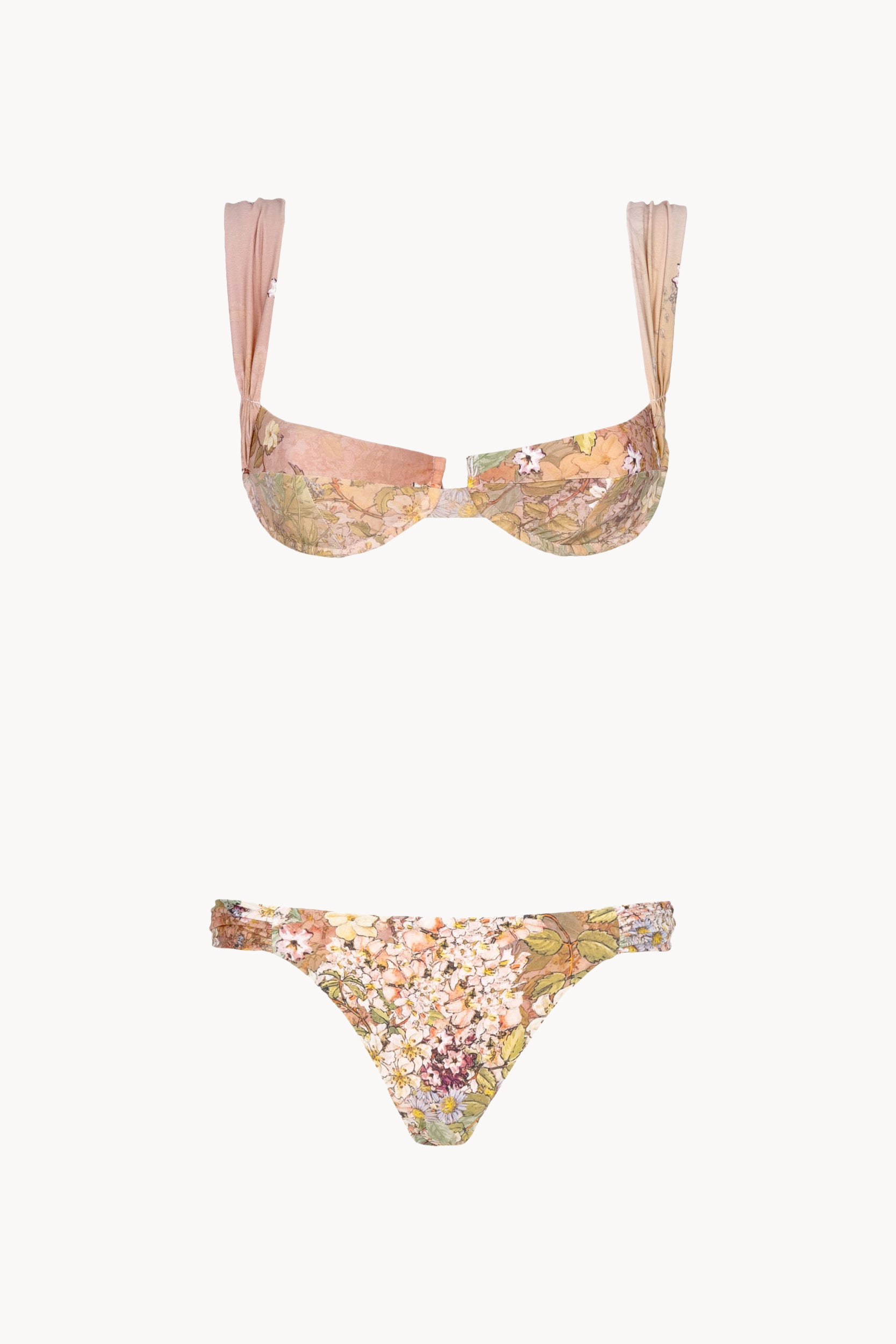 Set bikini balconette rosa floreale