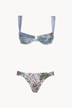 Set bikini balconette azzurro floreale