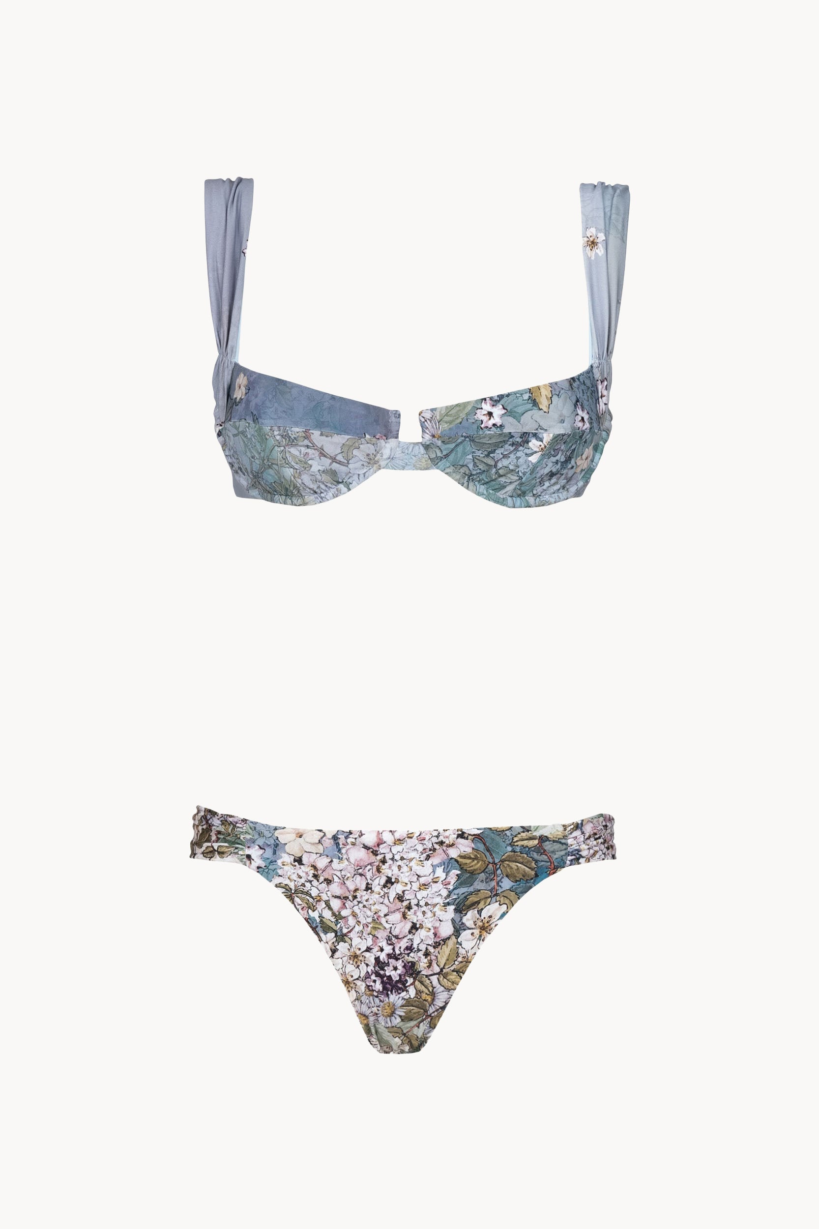 Set bikini balconette azzurro floreale