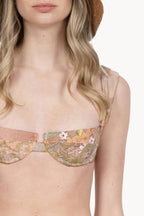 Set bikini balconette rosa floreale