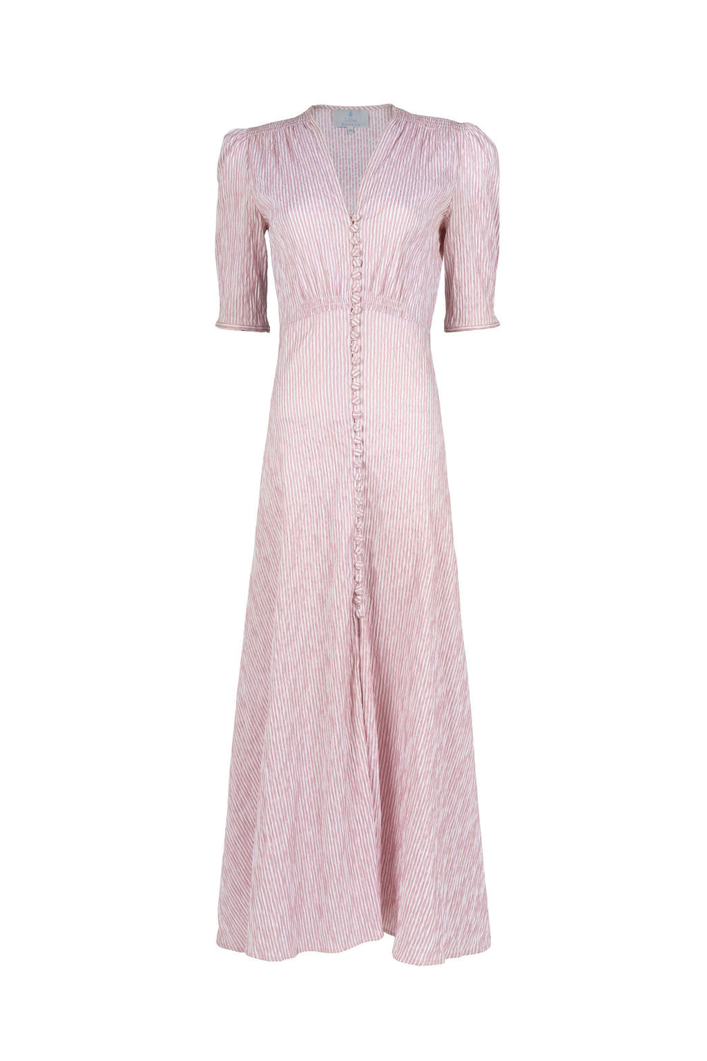 Abito bottoncino in cotone elasticizzato a righe rosa