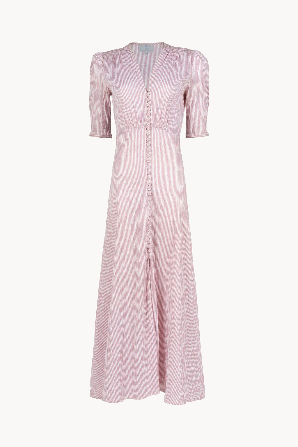 Abito bottoncino in cotone elasticizzato a righe rosa