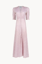 Abito bottoncino in cotone elasticizzato a righe rosa
