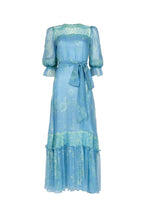 Abito in chiffon di seta con pizzo decorato