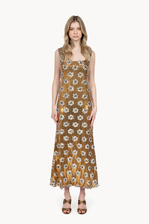 Abito con paillettes a margherina bronzo