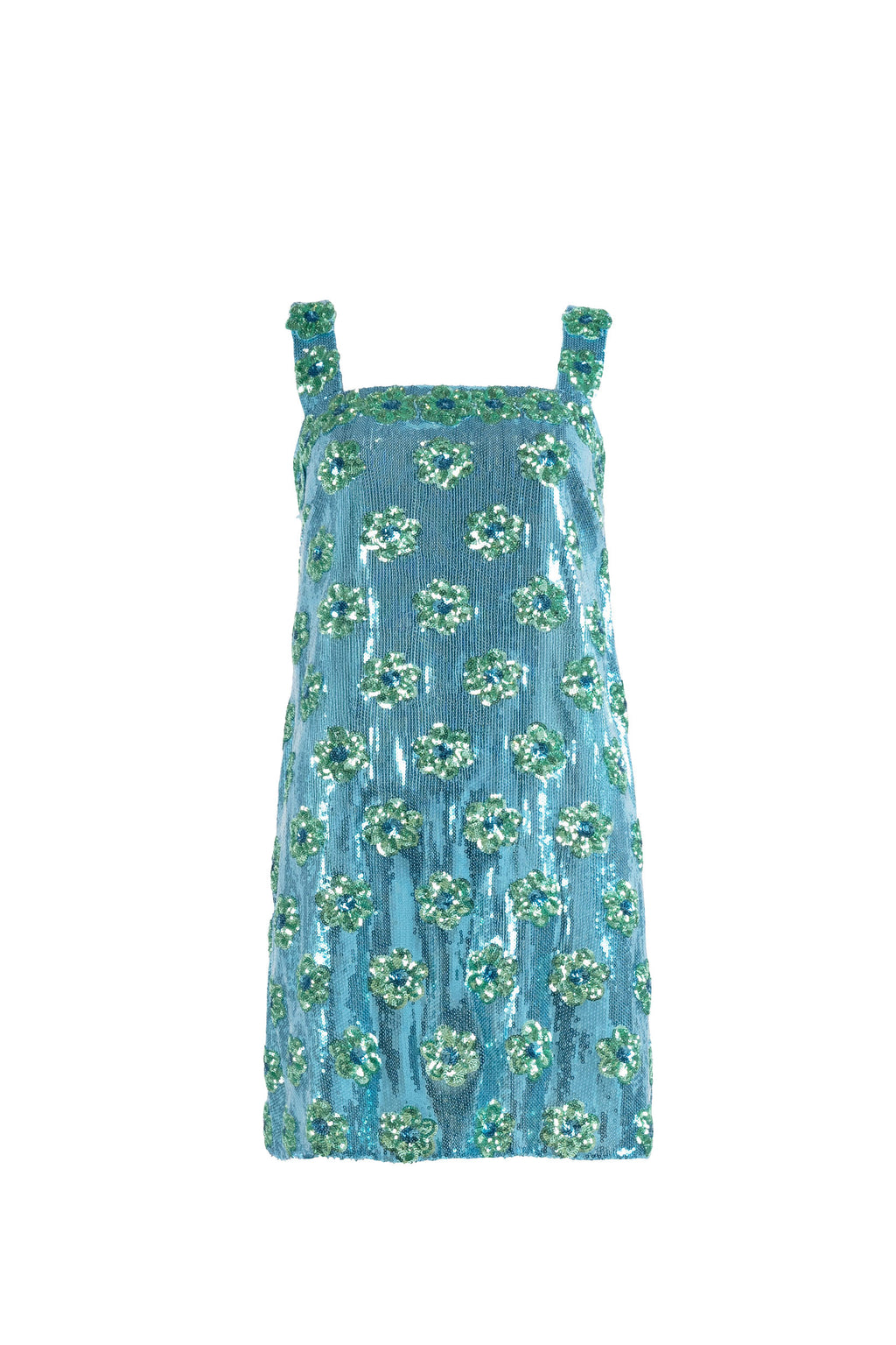 Mini abito con paillettes a margherina blu