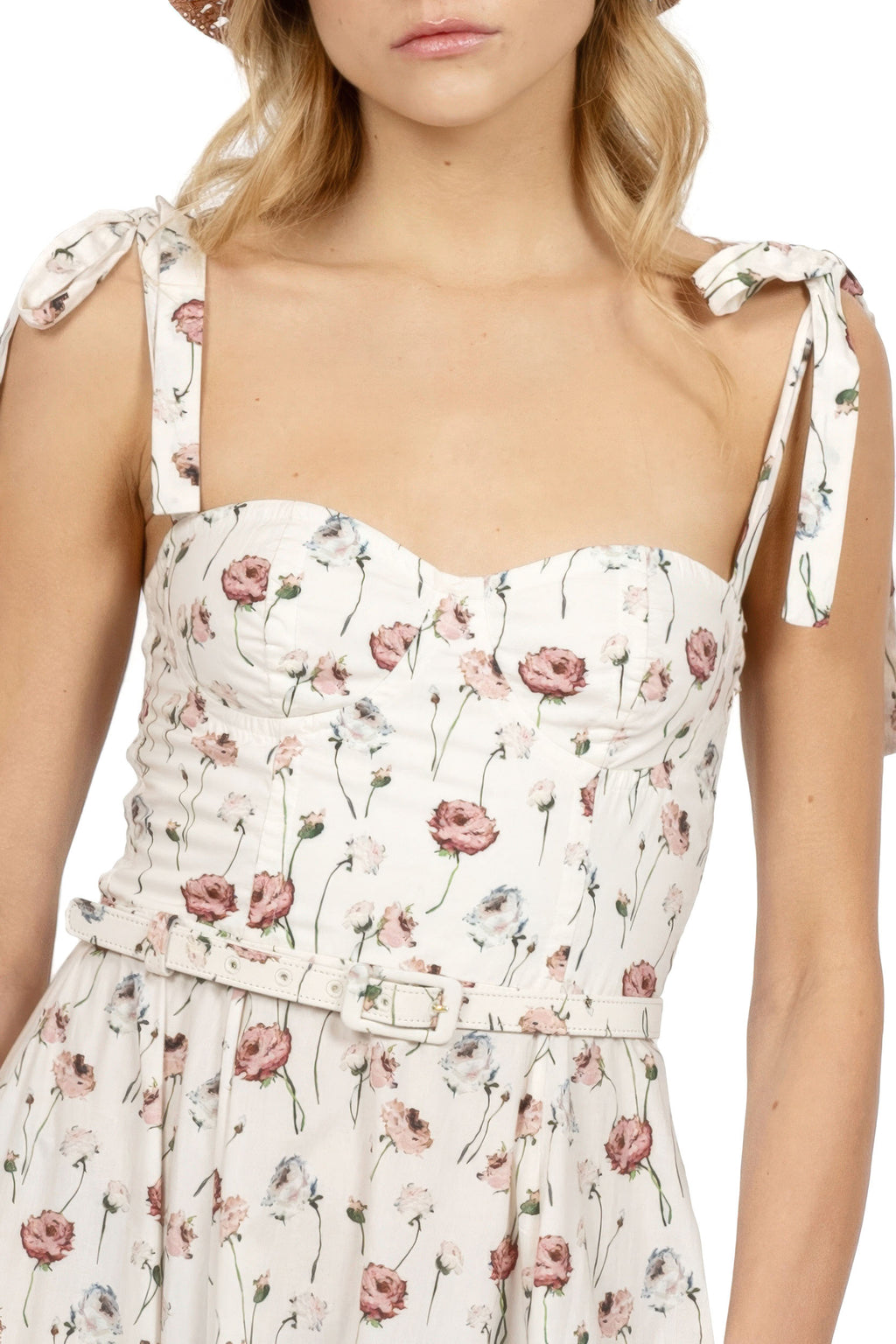 Cotton dress with rose print