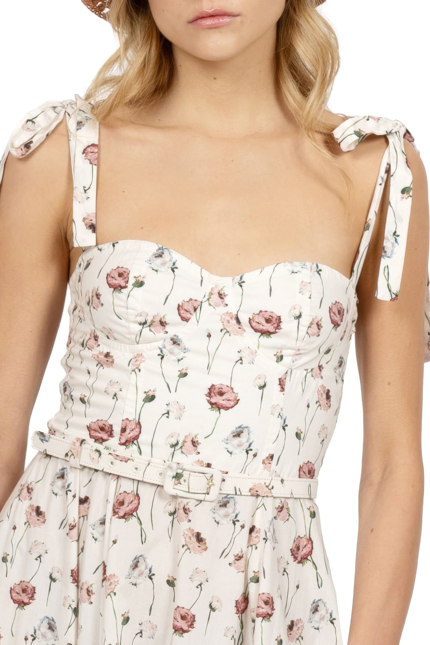 Cotton dress with rose print