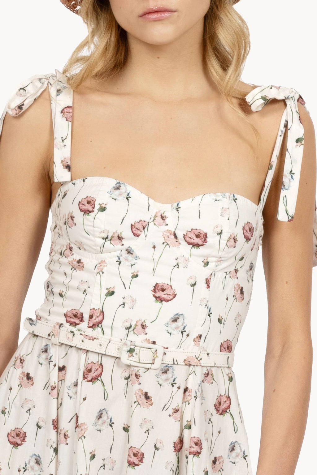 Cotton dress with rose print