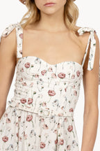 Cotton dress with rose print