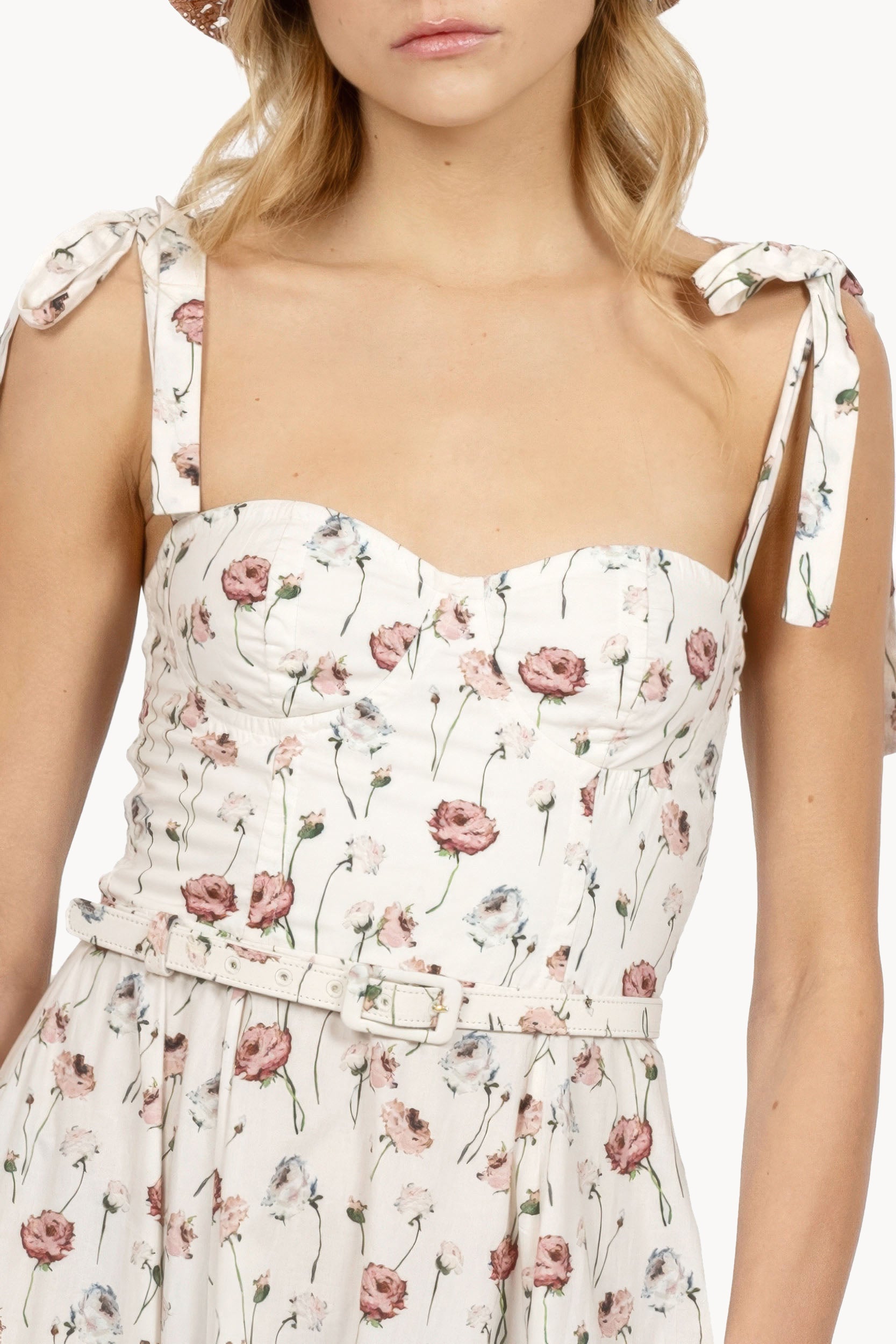Cotton dress with rose print