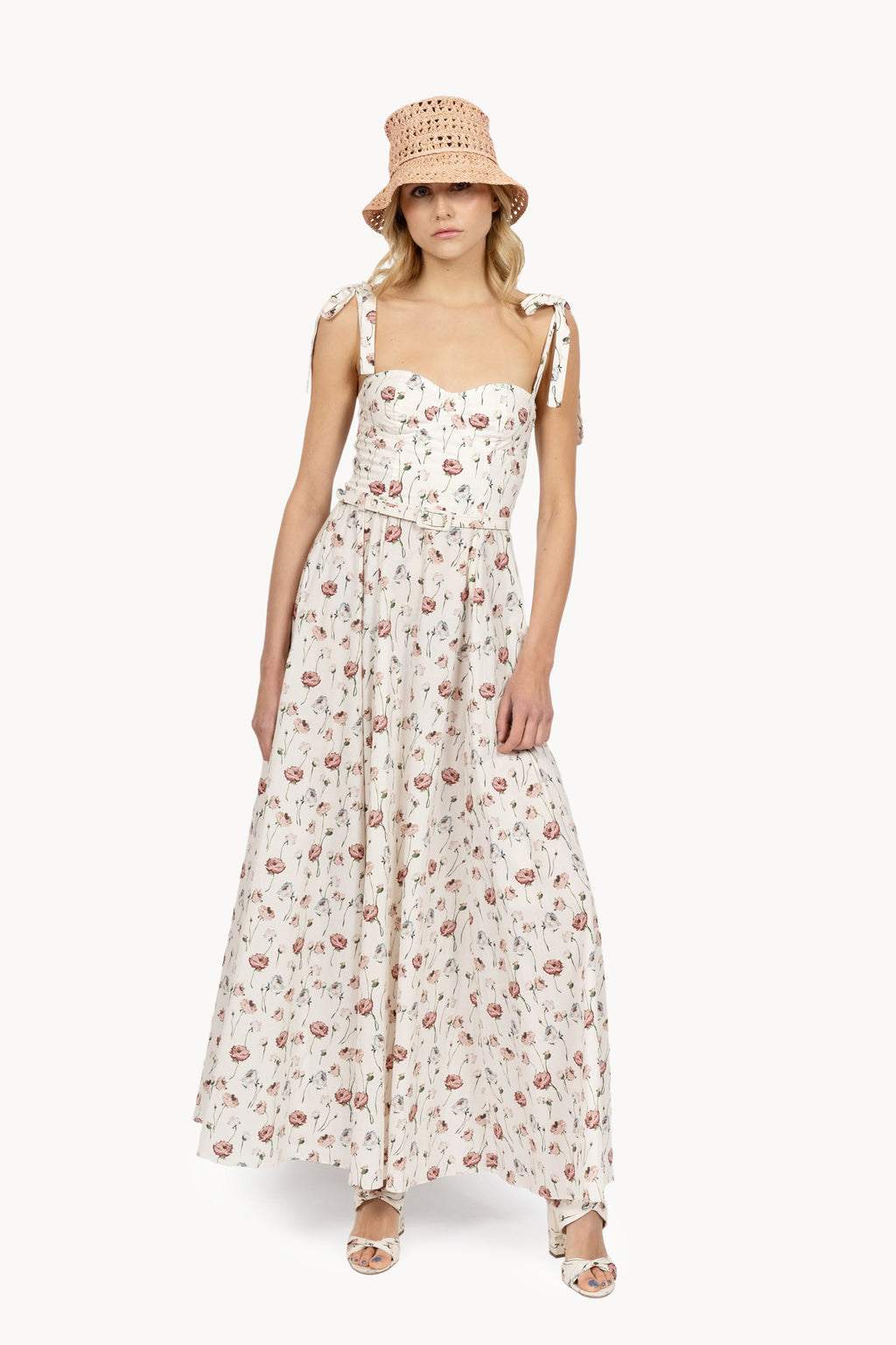 Cotton dress with rose print
