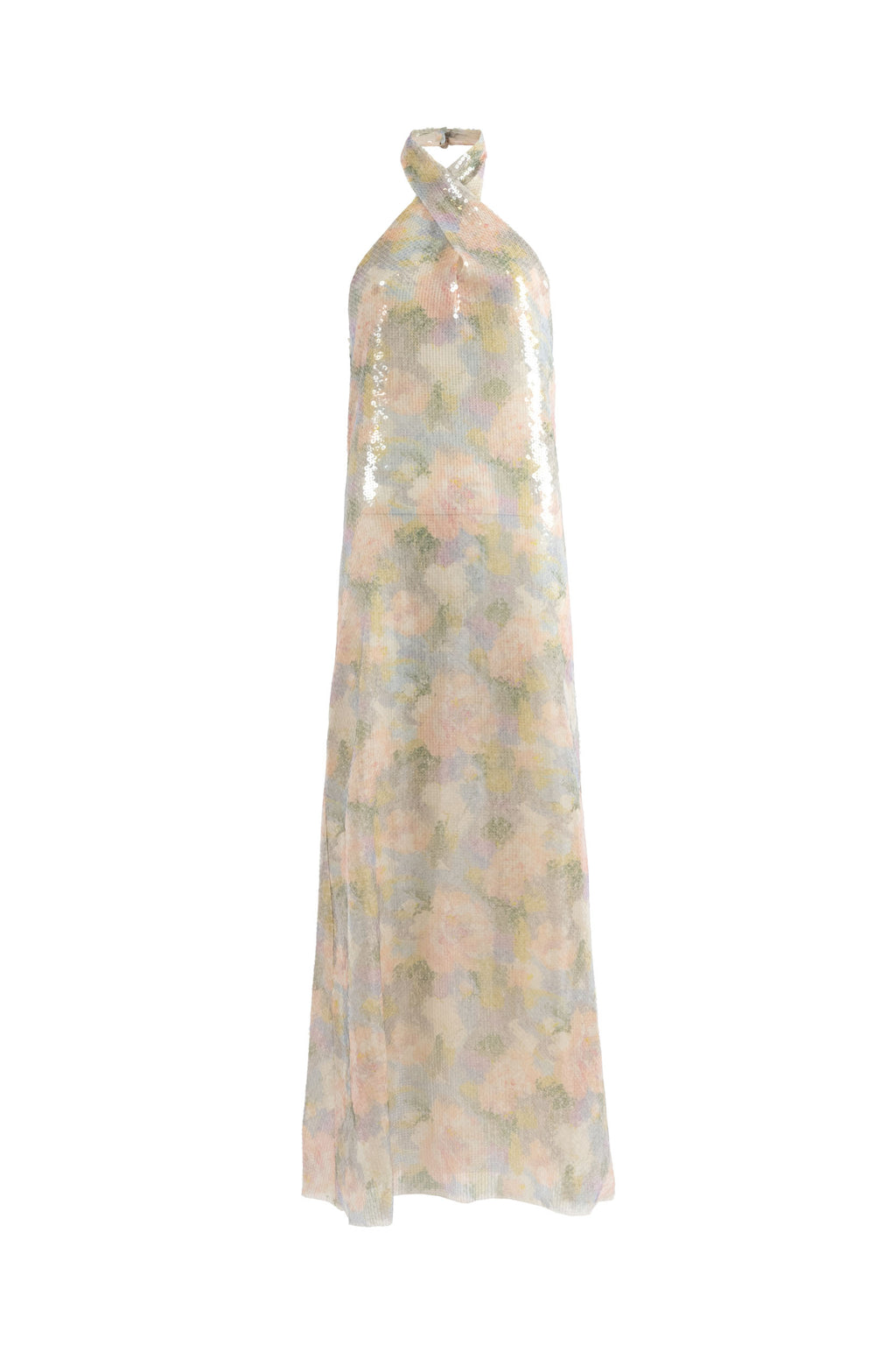 Cross-over dress printed sequins