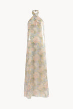 Cross-over dress printed sequins