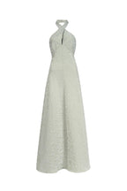 Abito halter in cotone elasticizzato a righe verdi