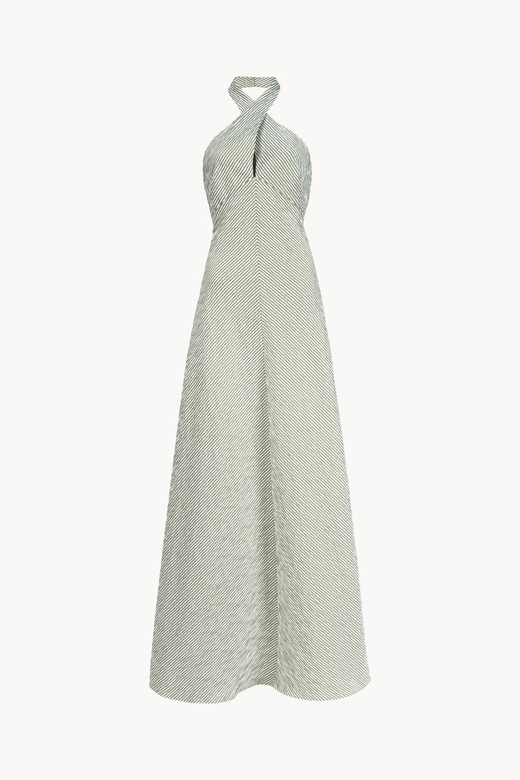 Abito halter in cotone elasticizzato a righe verdi