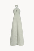 Abito halter in cotone elasticizzato a righe verdi