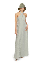 Abito halter in cotone elasticizzato a righe verdi